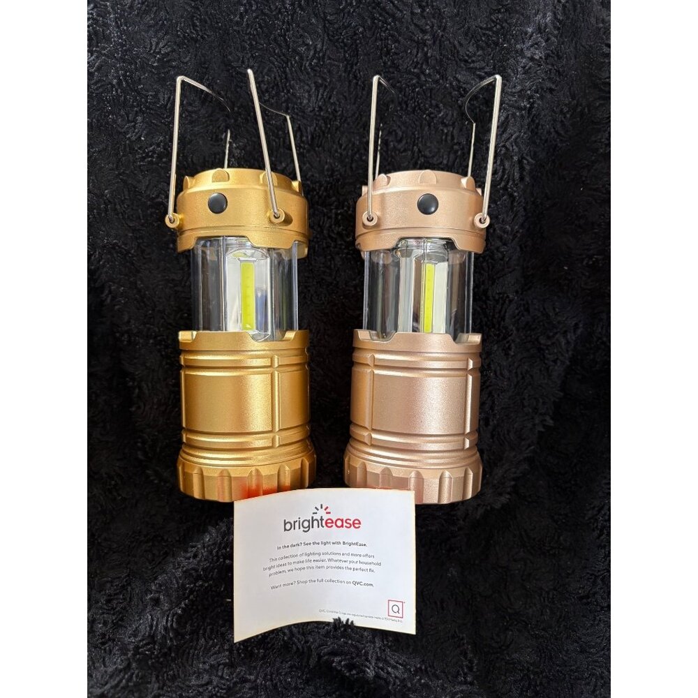 Set of 2 BrightEase Gold & Bronze LED Collapsible Camping Mini Lanterns